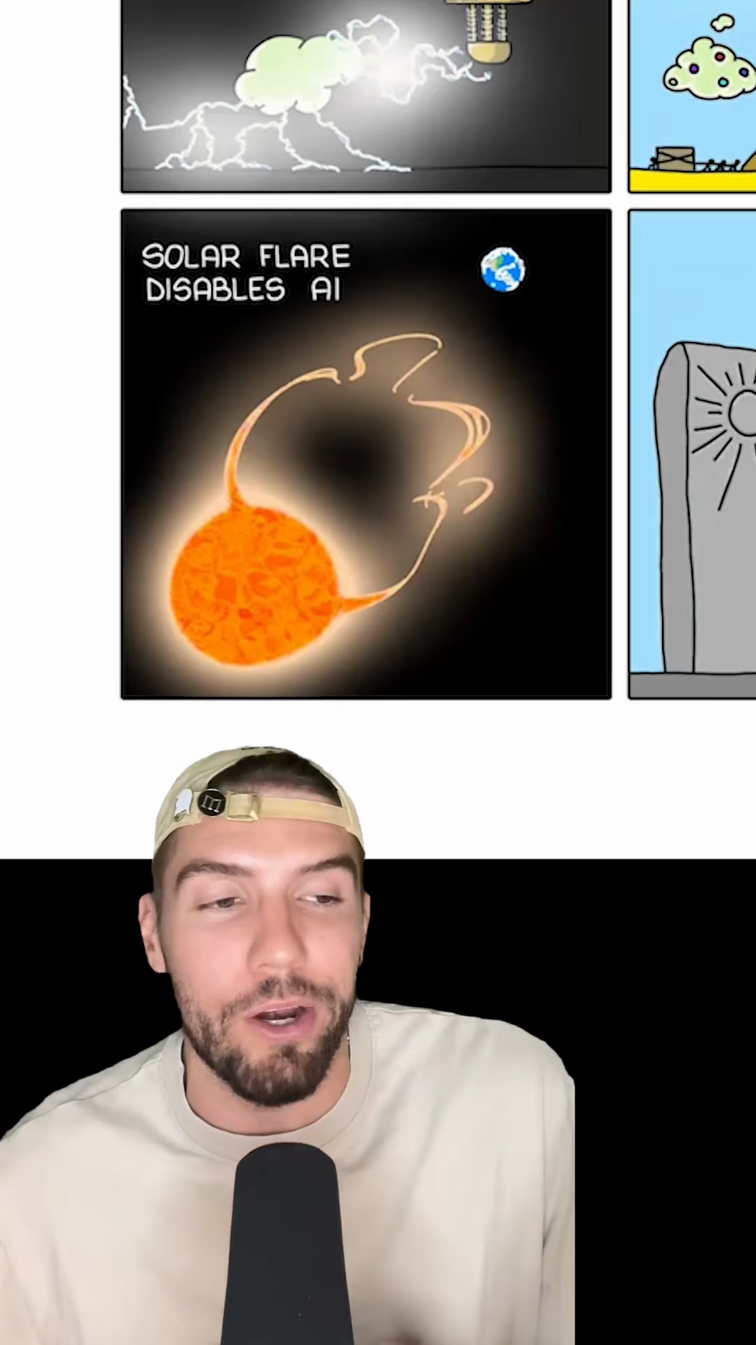 TikTok frame showing a solar flare or beam of light.